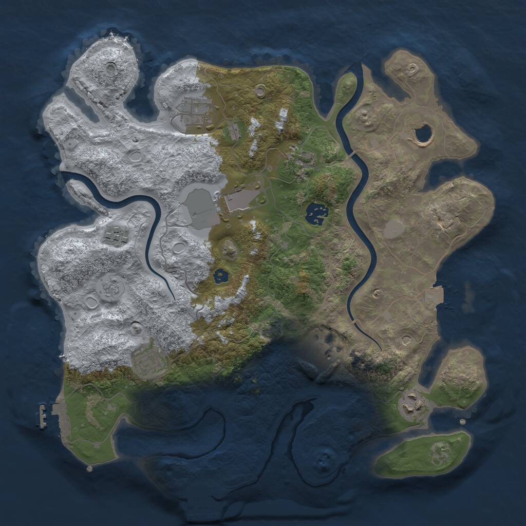 Rust Map: Procedural Map, Size: 3500, Seed: 1868747713, 15 Monuments