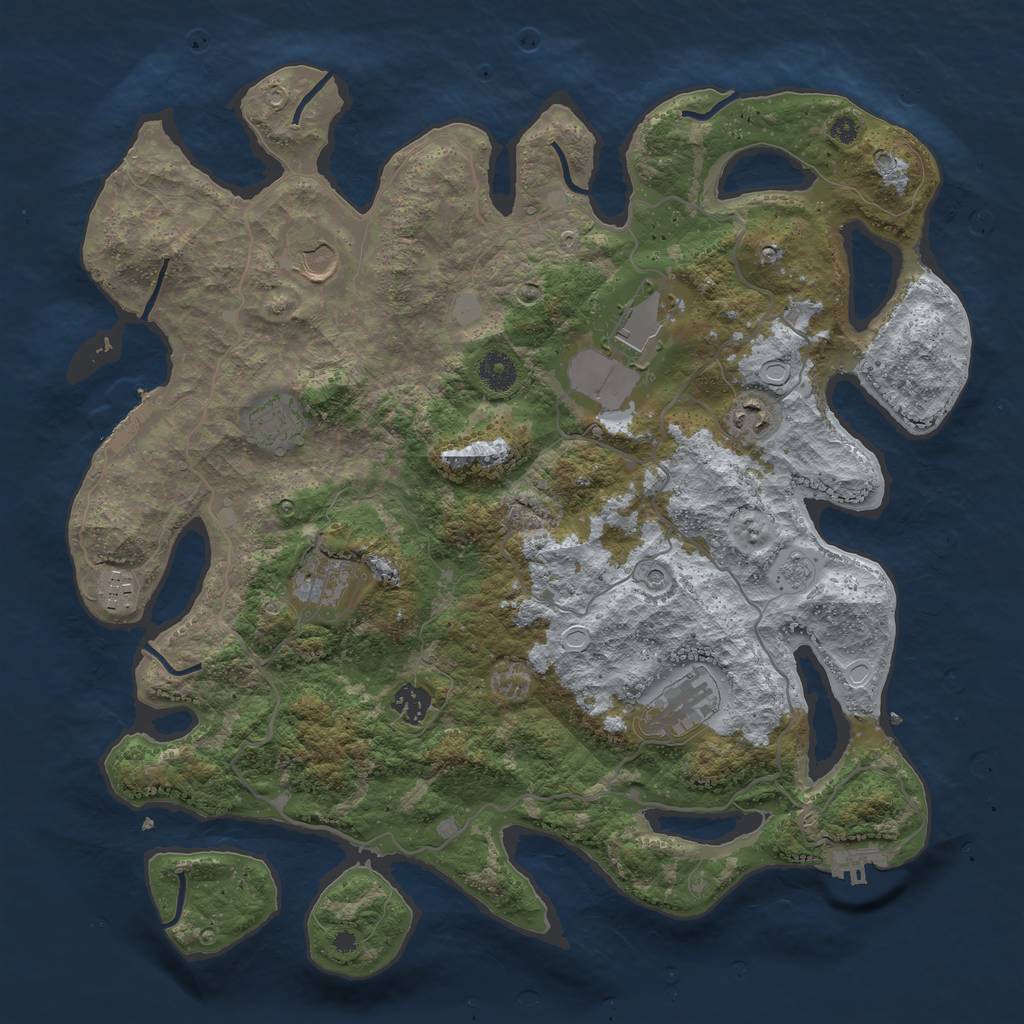 Rust Map: Procedural Map, Size: 4000, Seed: 151844127, 17 Monuments
