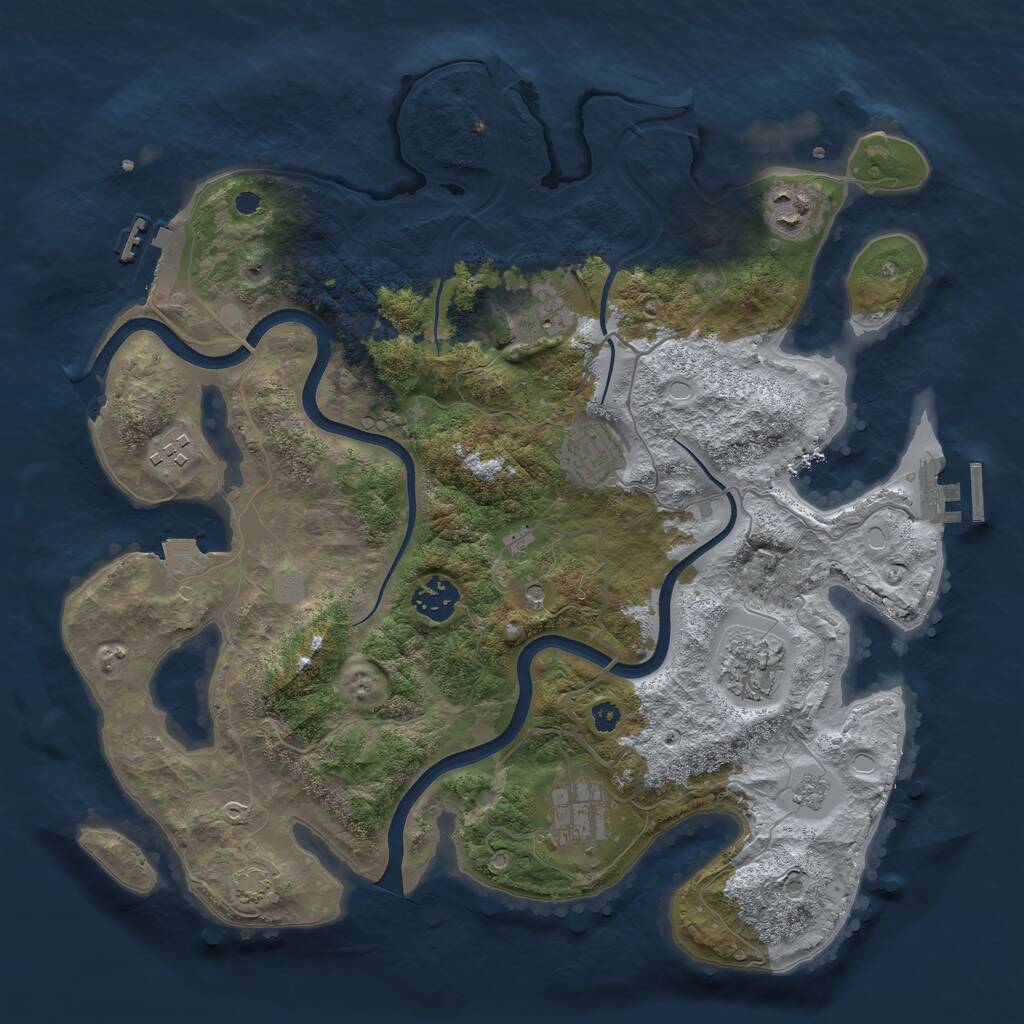 Rust Map: Procedural Map, Size: 3500, Seed: 882243229, 13 Monuments