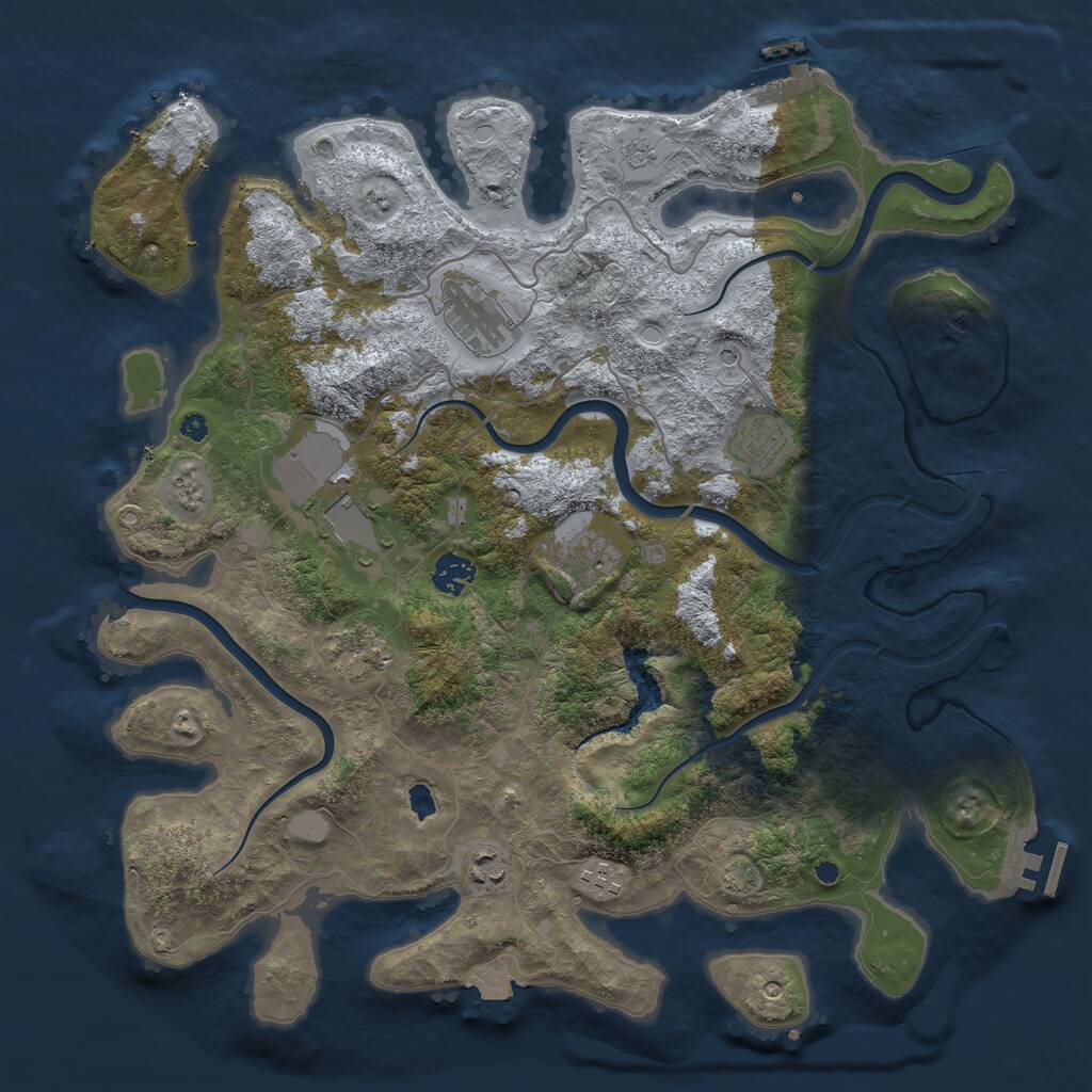 Rust Map: Procedural Map, Size: 4000, Seed: 1558542695, 14 Monuments