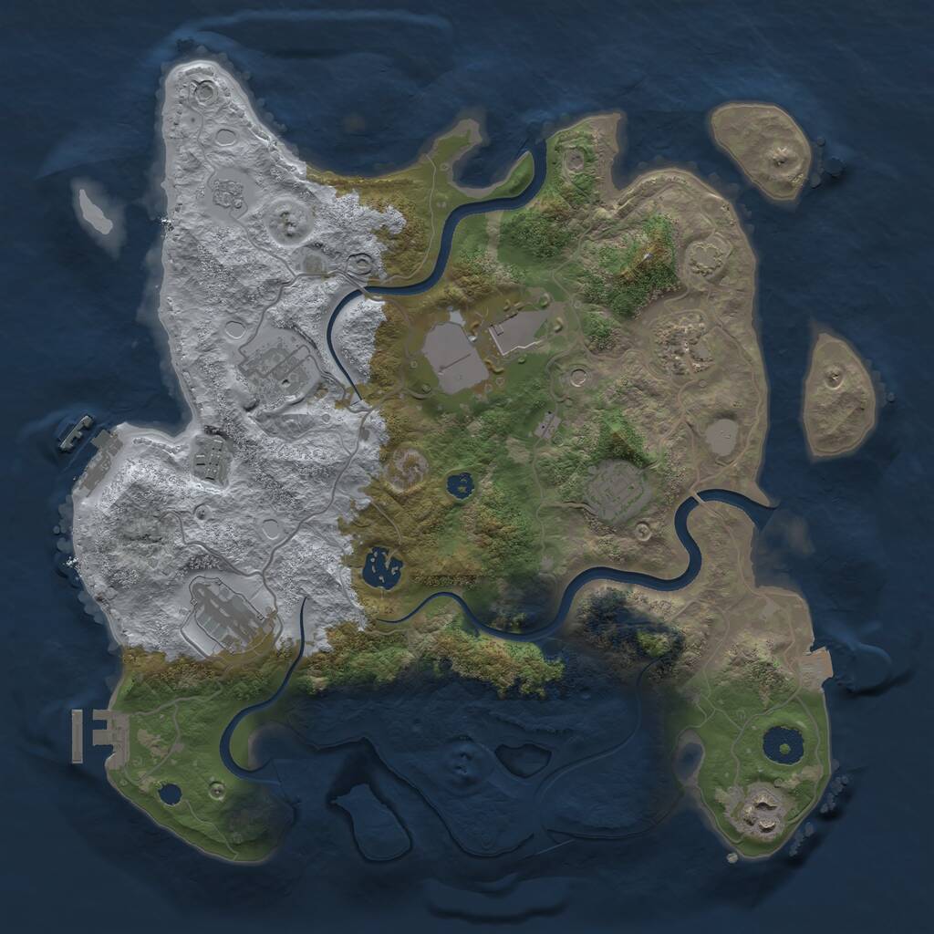 Rust Map: Procedural Map, Size: 3500, Seed: 309855701, 14 Monuments