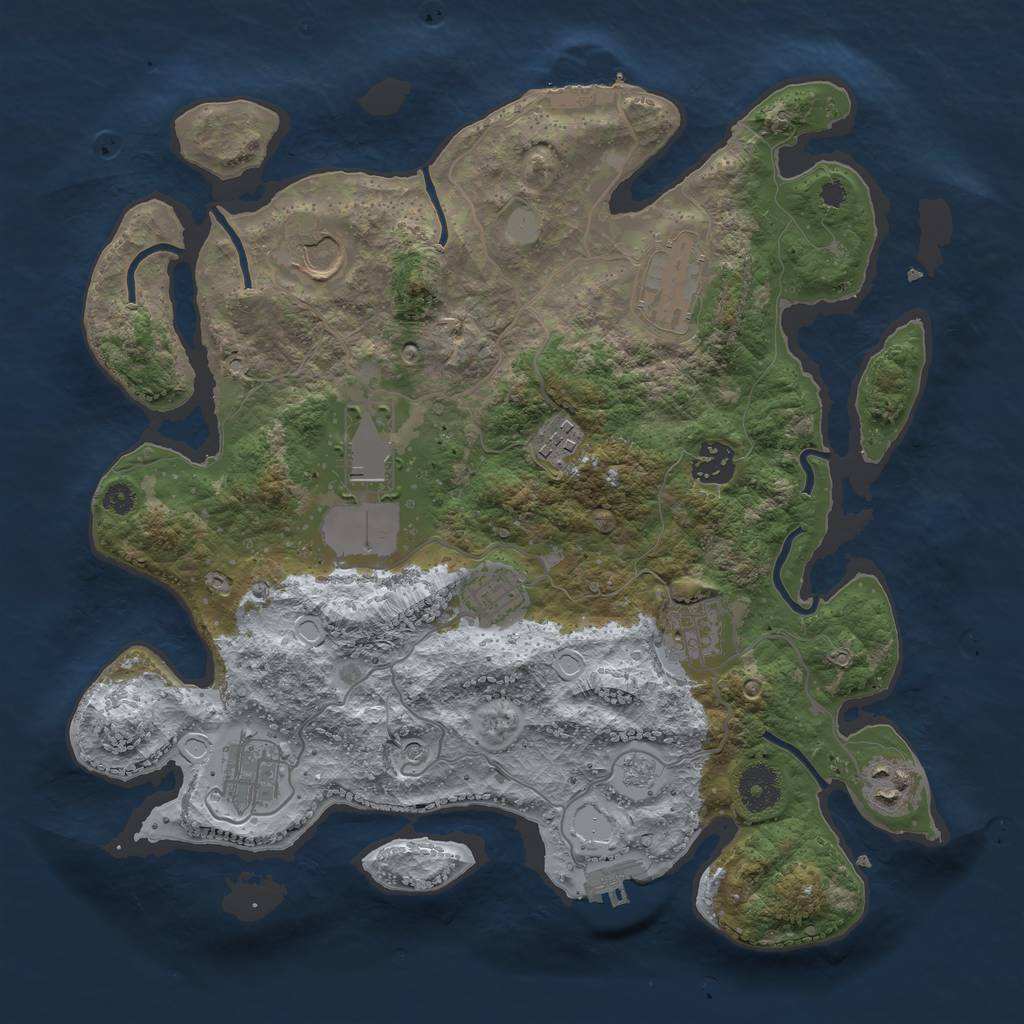 Rust Map: Procedural Map, Size: 3500, Seed: 785807884, 18 Monuments