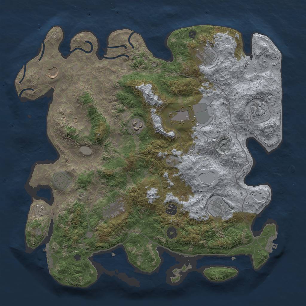 Rust Map: Procedural Map, Size: 4000, Seed: 1123453744, 19 Monuments