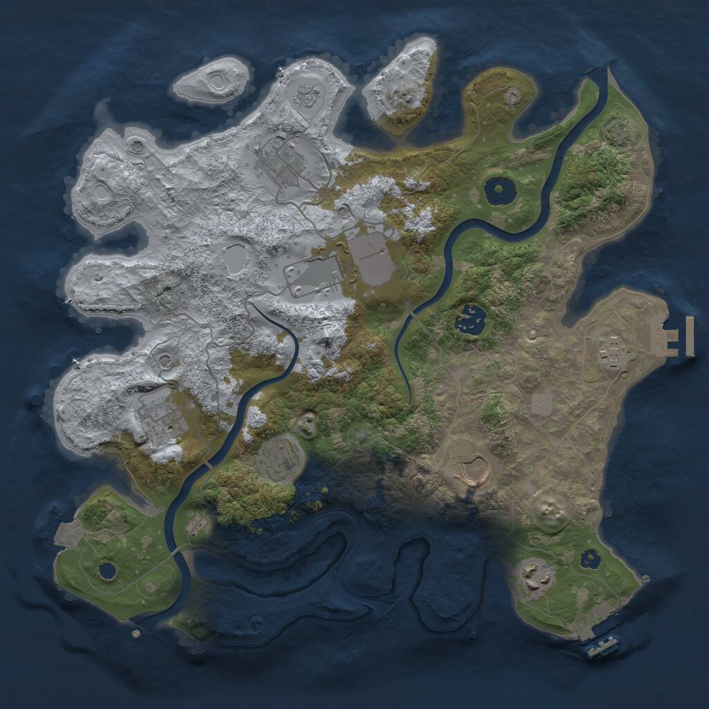 Rust Map: Procedural Map, Size: 3500, Seed: 1268669989, 14 Monuments