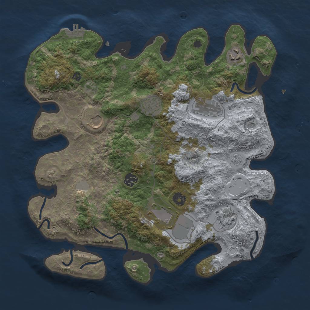 Rust Map: Procedural Map, Size: 3500, Seed: 1610401326, 13 Monuments