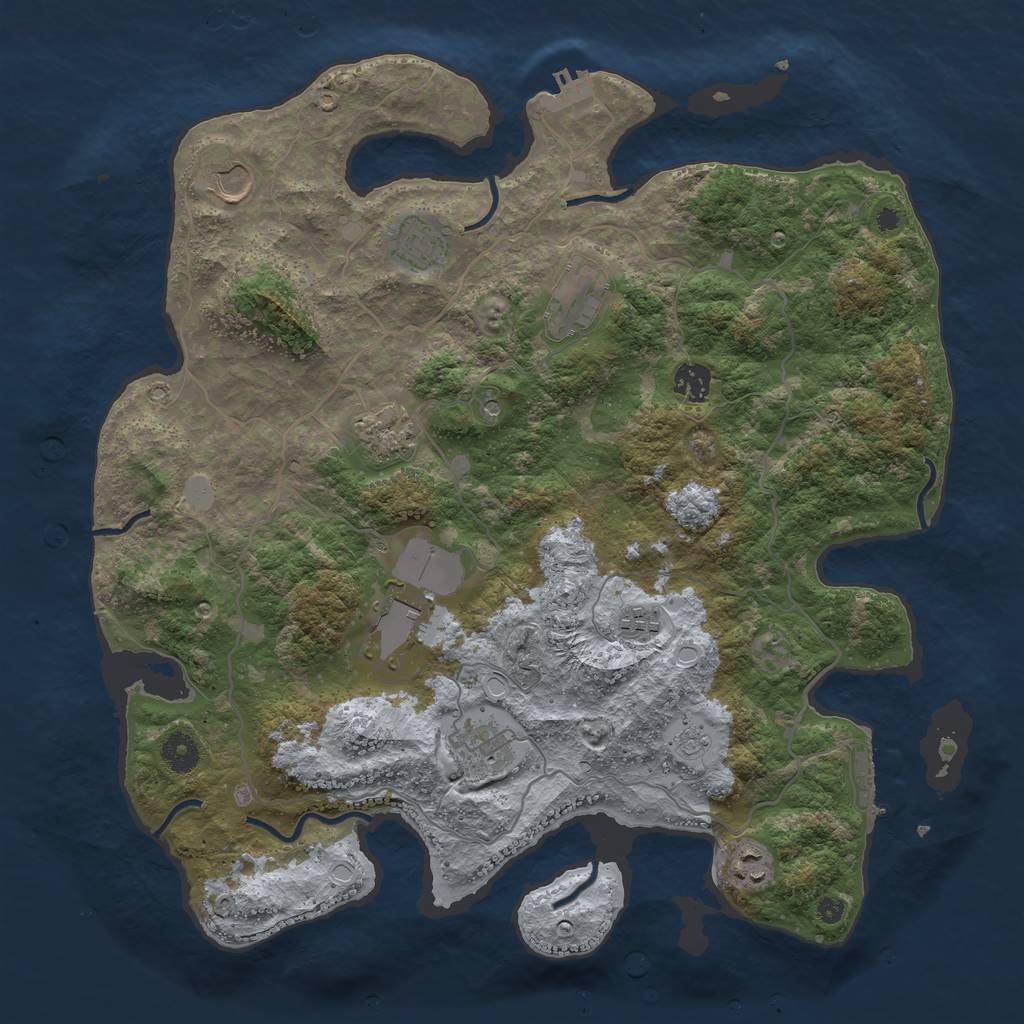 Rust Map: Procedural Map, Size: 4000, Seed: 965113988, 18 Monuments