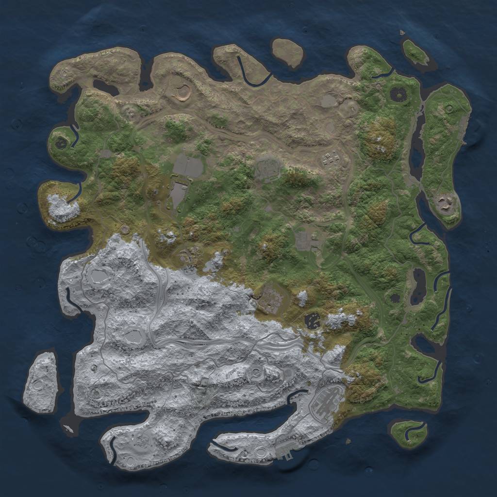 Rust Map: Procedural Map, Size: 4500, Seed: 730177406, 19 Monuments