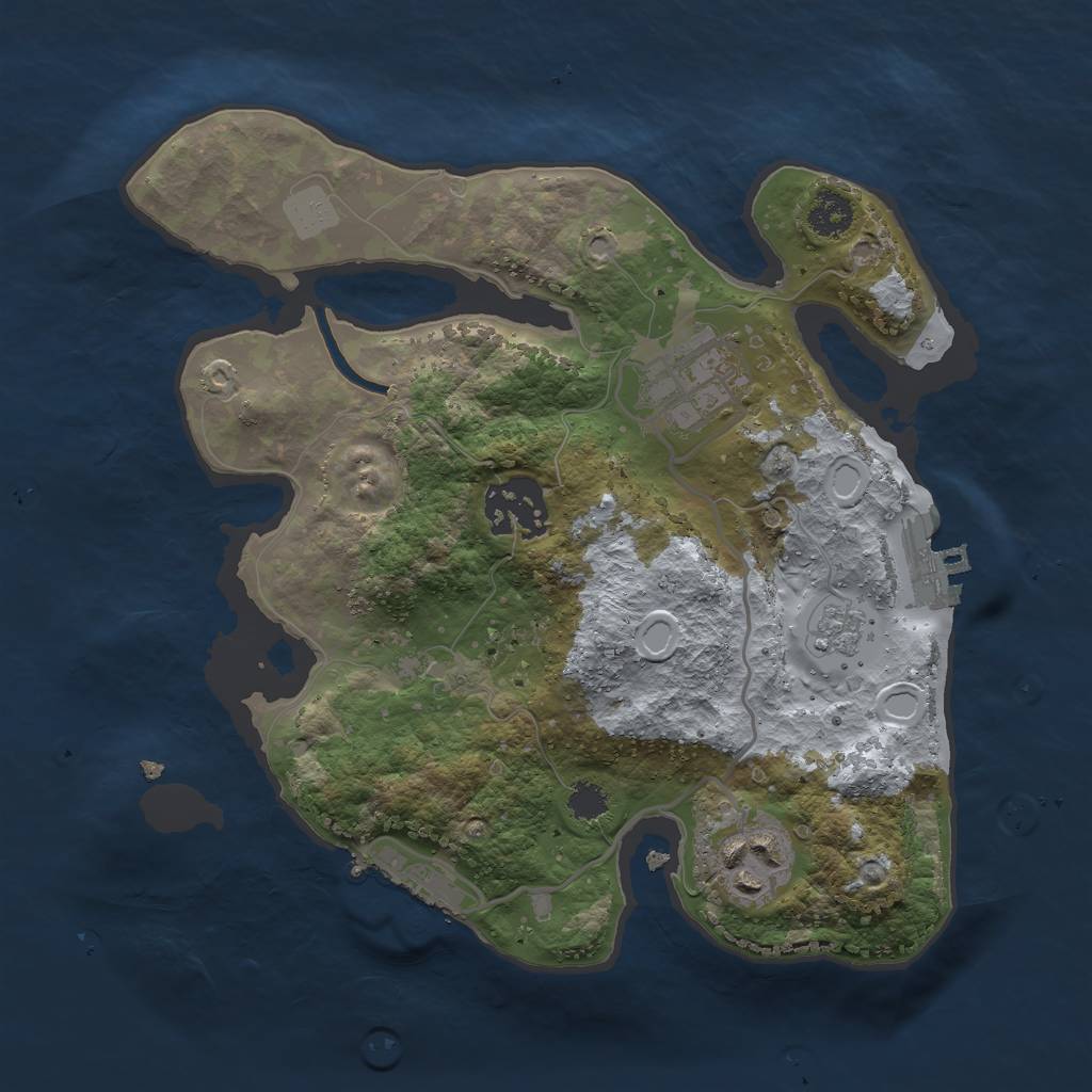 Rust Map: Procedural Map, Size: 2500, Seed: 1704990097, 9 Monuments