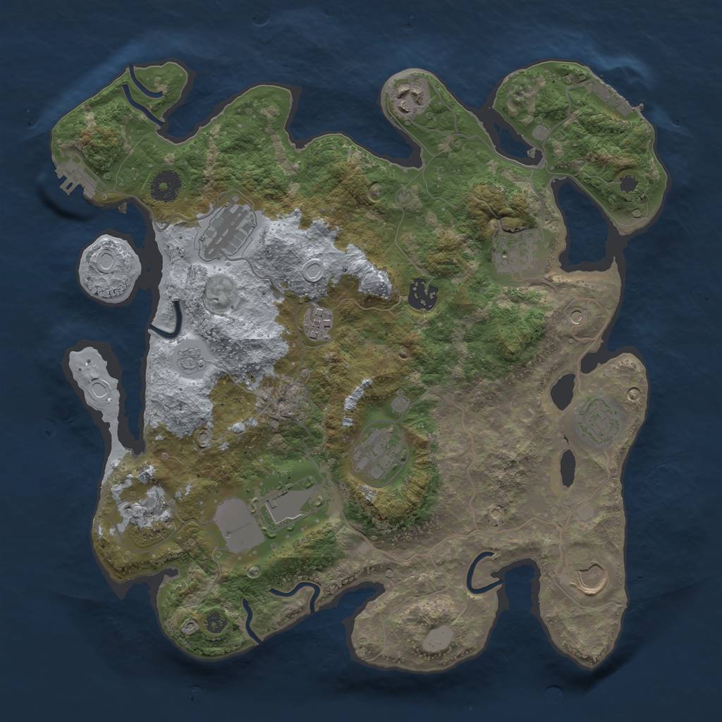 Rust Map: Procedural Map, Size: 3500, Seed: 2707, 17 Monuments