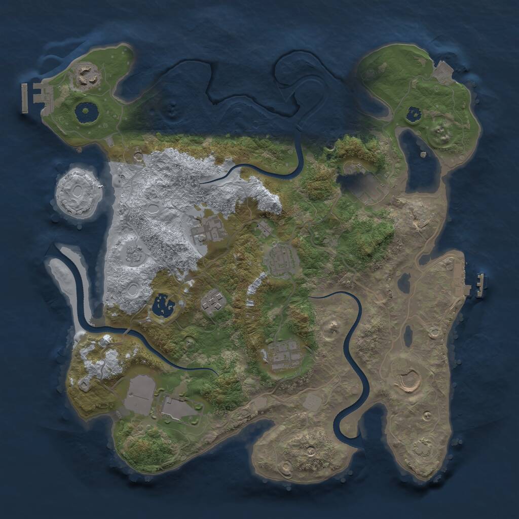 Rust Map: Procedural Map, Size: 3500, Seed: 2707, 15 Monuments