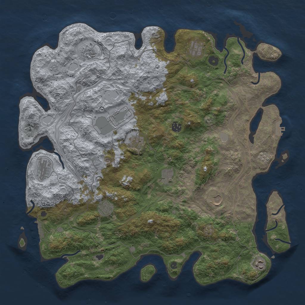 Rust Map: Procedural Map, Size: 4500, Seed: 37631, 20 Monuments