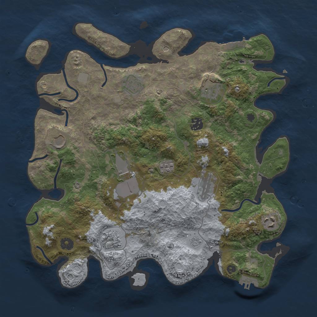 Rust Map: Procedural Map, Size: 3600, Seed: 20230119, 18 Monuments