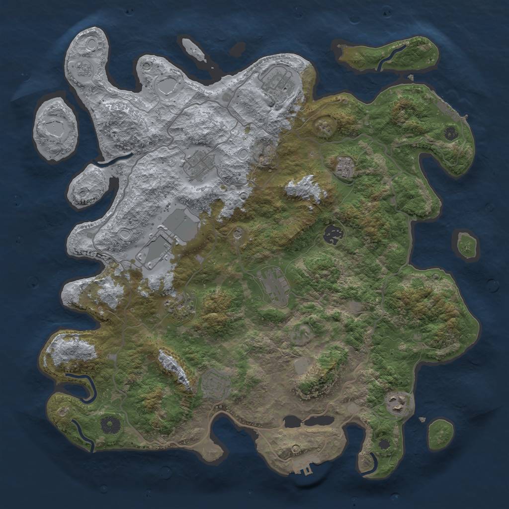 Rust Map: Procedural Map, Size: 4000, Seed: 99791, 18 Monuments