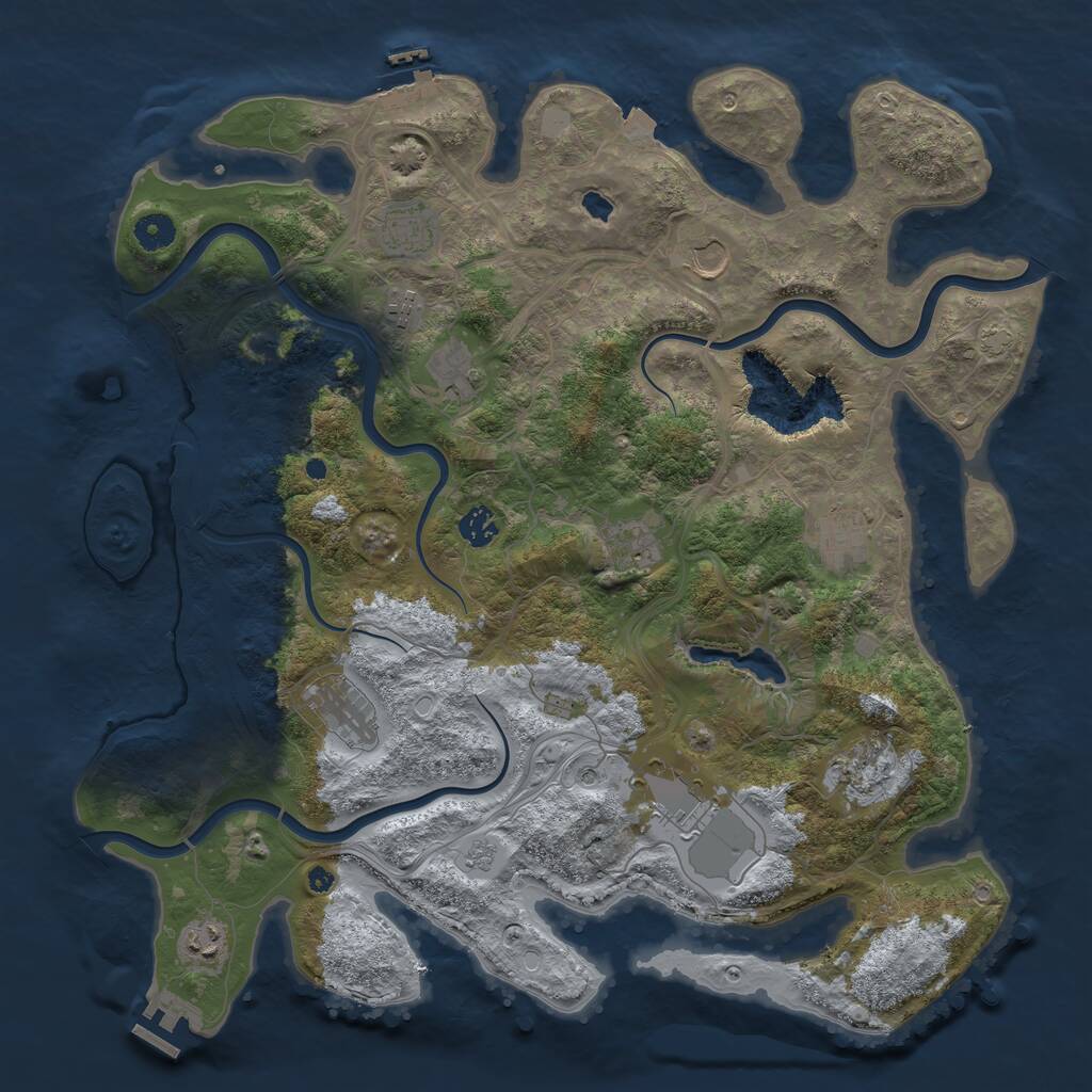 Rust Map: Procedural Map, Size: 4250, Seed: 374504076, 17 Monuments