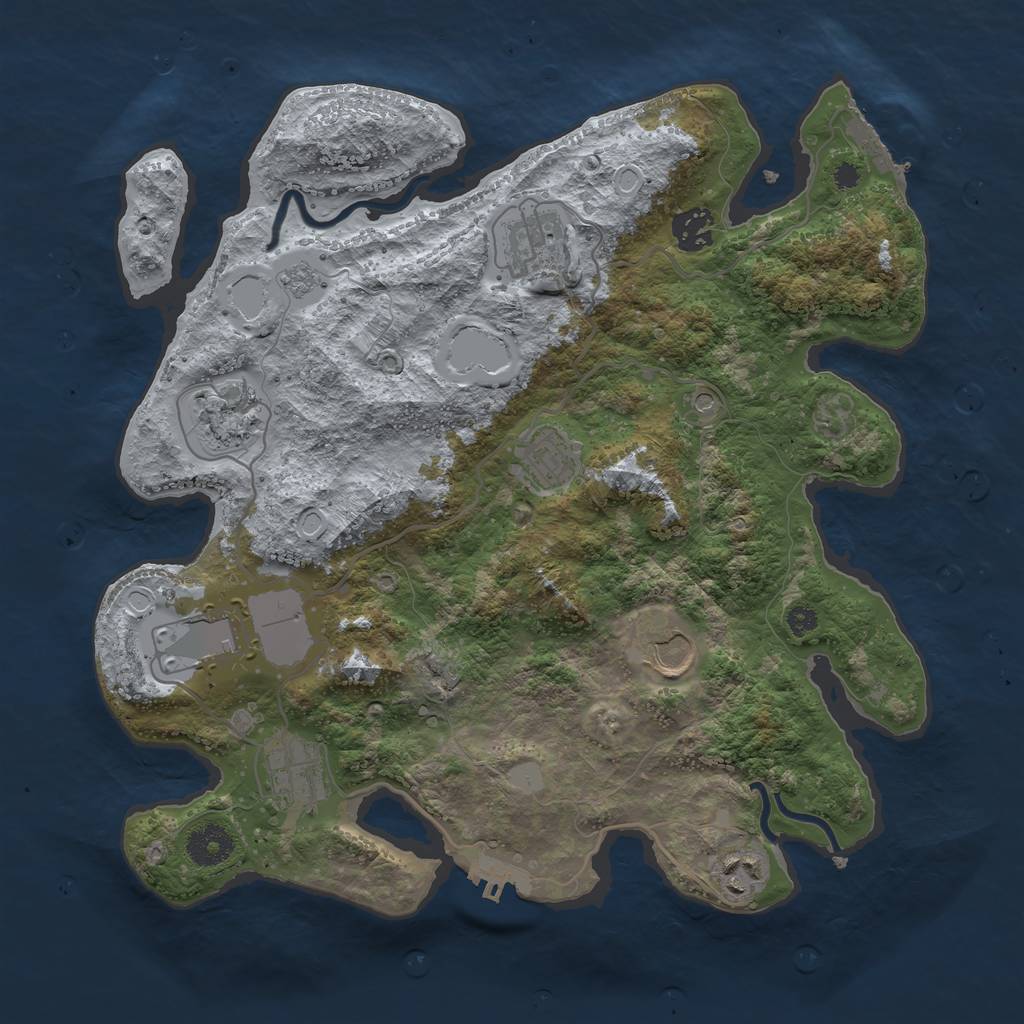 Rust Map: Procedural Map, Size: 3500, Seed: 158200570, 17 Monuments