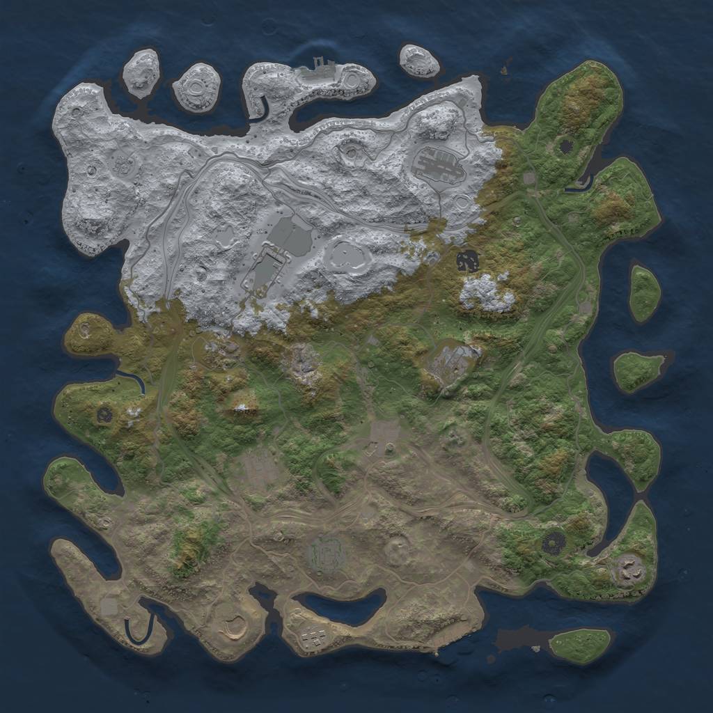 Rust Map: Procedural Map, Size: 4500, Seed: 335546, 18 Monuments