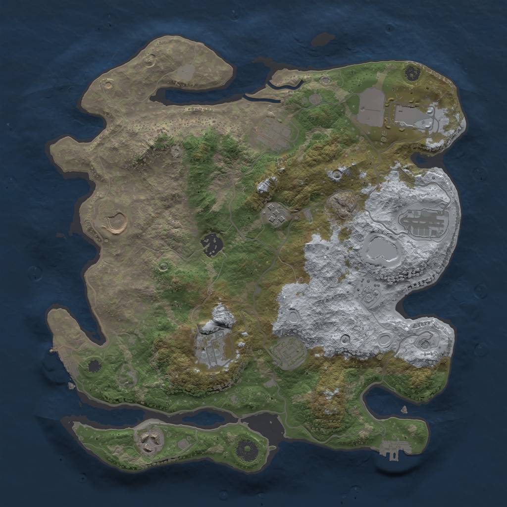 Rust Map: Procedural Map, Size: 3500, Seed: 274081374, 18 Monuments