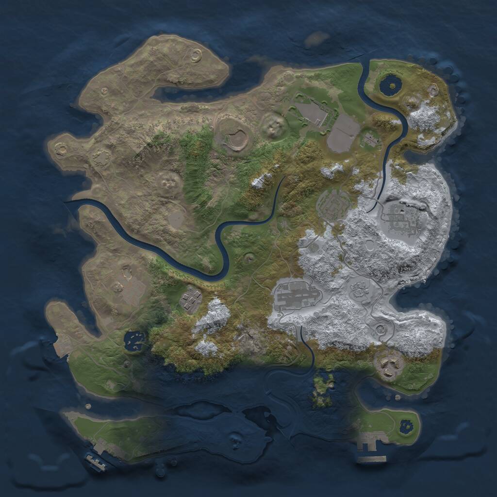 Rust Map: Procedural Map, Size: 3500, Seed: 274081374, 15 Monuments