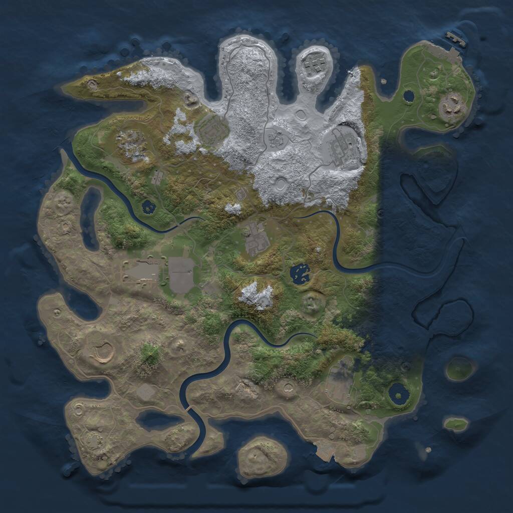 Rust Map: Procedural Map, Size: 3700, Seed: 648941764, 15 Monuments