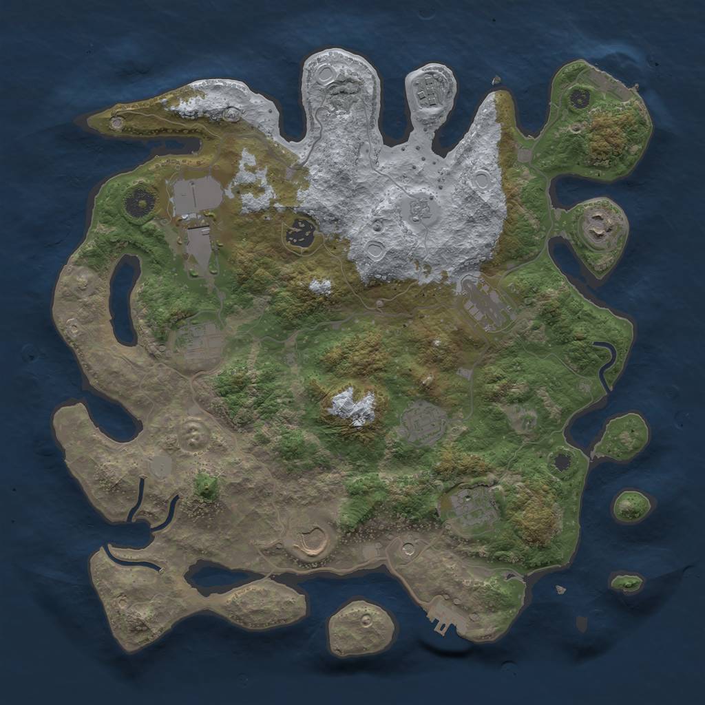 Rust Map: Procedural Map, Size: 3700, Seed: 648941764, 18 Monuments