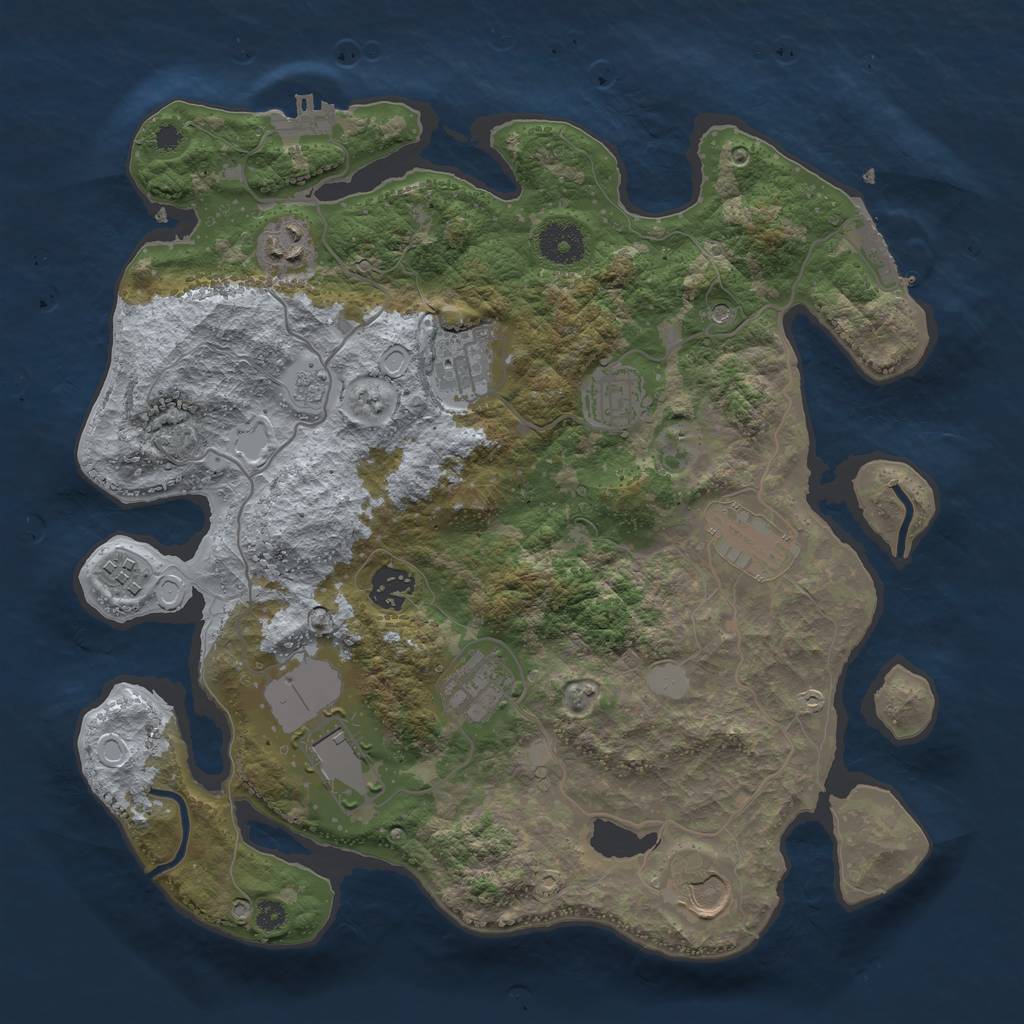 Rust Map: Procedural Map, Size: 3500, Seed: 1456816384, 16 Monuments