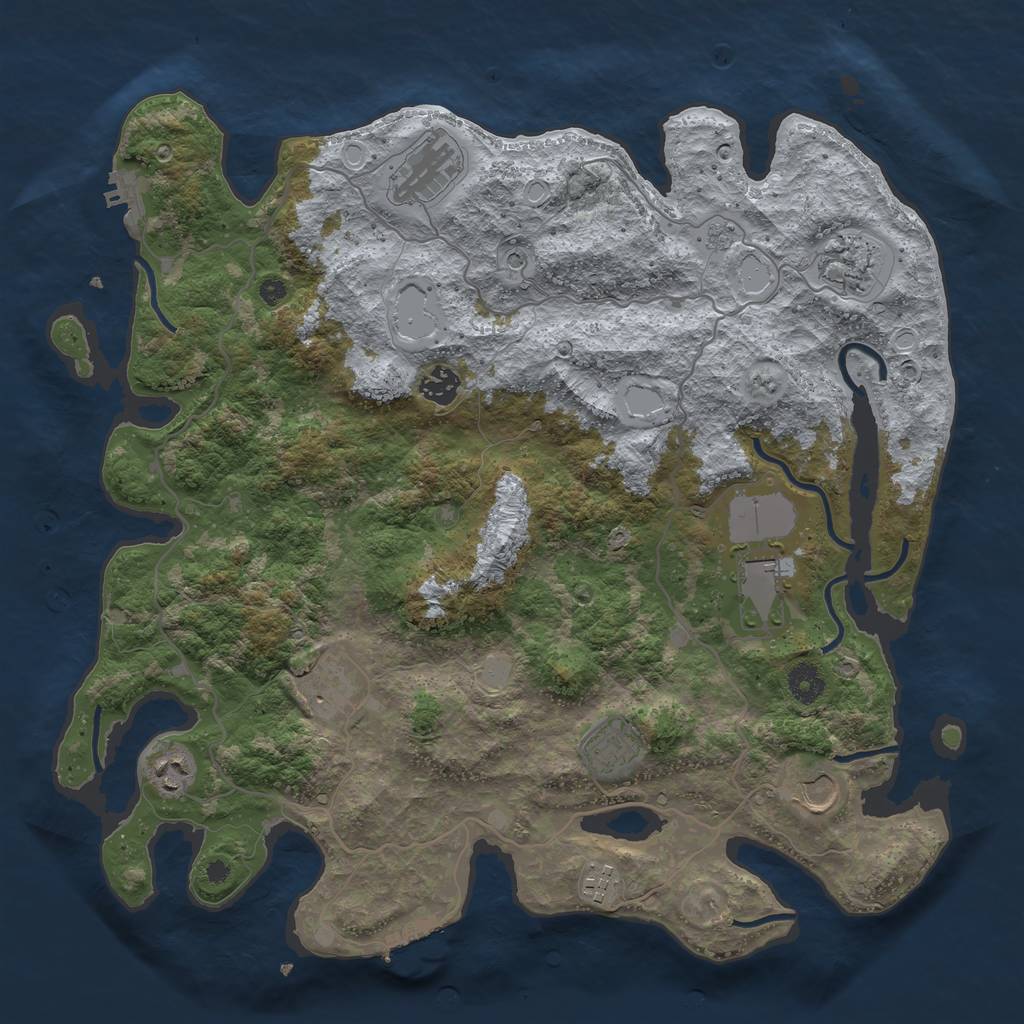 Rust Map: Procedural Map, Size: 4000, Seed: 1135839803, 16 Monuments