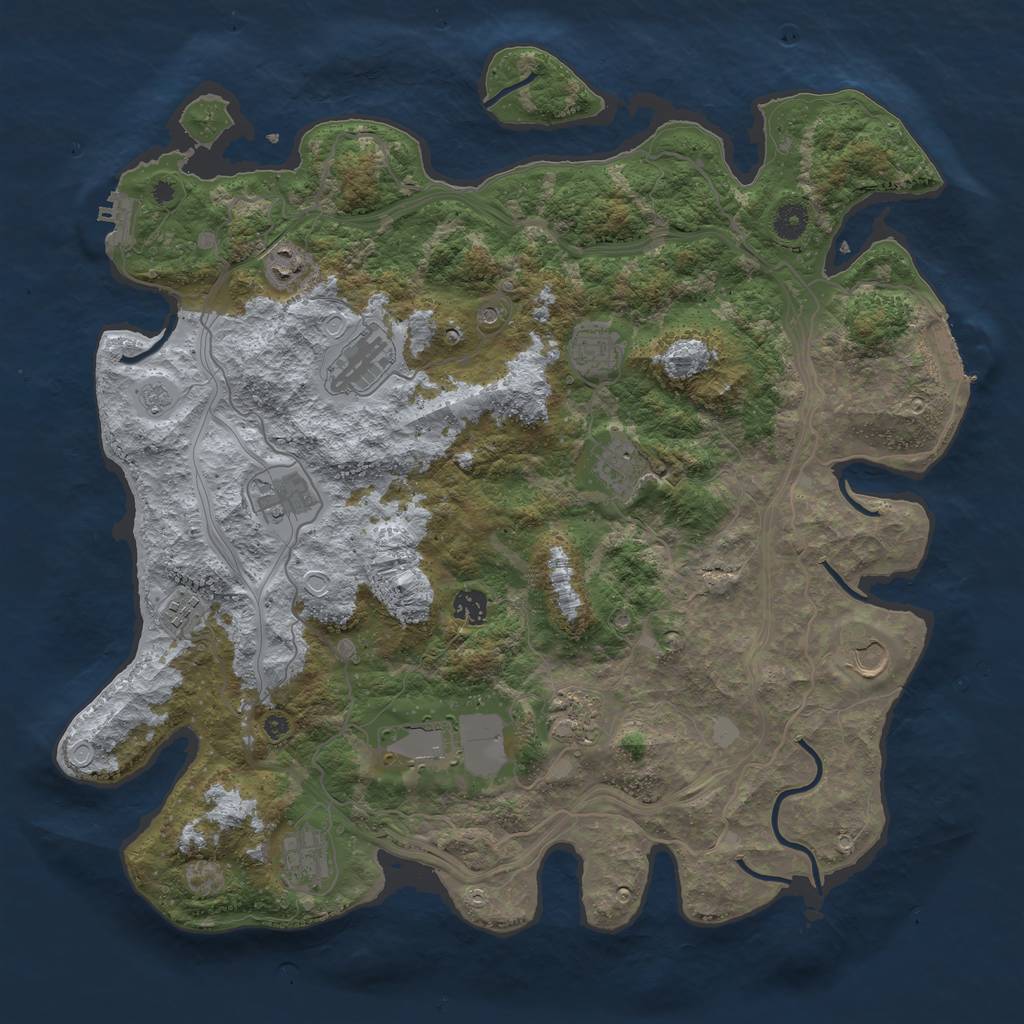 Rust Map: Procedural Map, Size: 4300, Seed: 1133095029, 20 Monuments