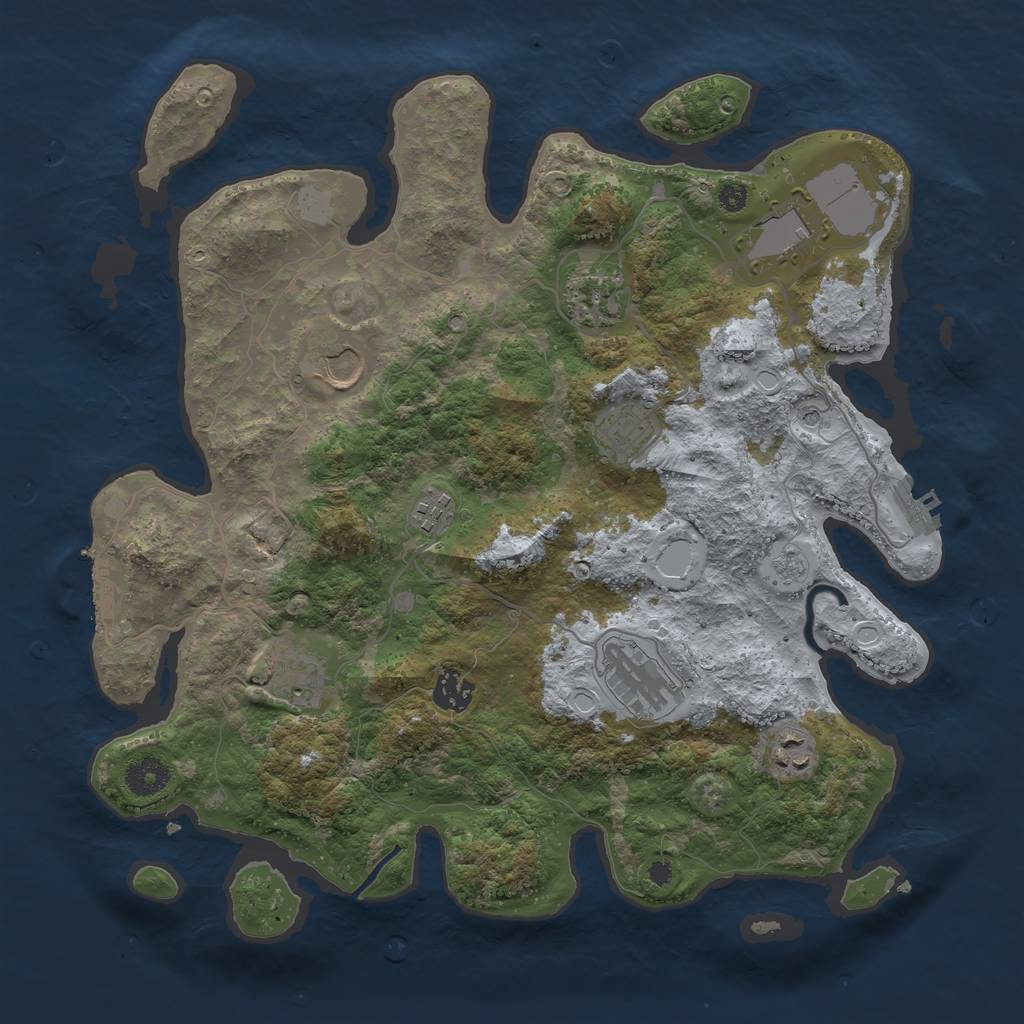 Rust Map: Procedural Map, Size: 3700, Seed: 1077211227, 18 Monuments