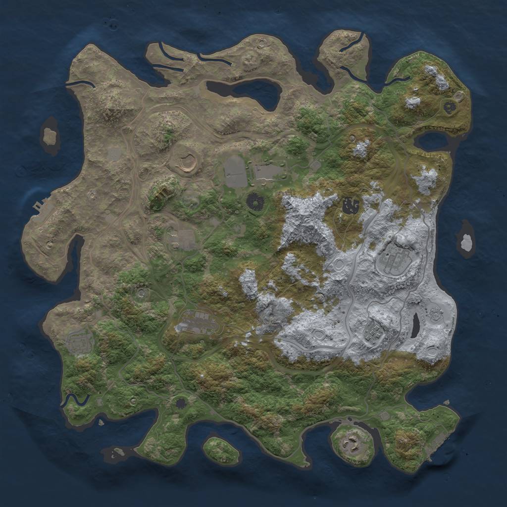 Rust Map: Procedural Map, Size: 4250, Seed: 911110, 18 Monuments