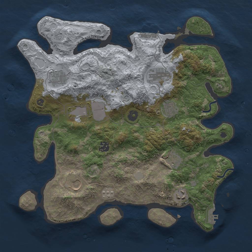 Rust Map: Procedural Map, Size: 3500, Seed: 810973026, 18 Monuments