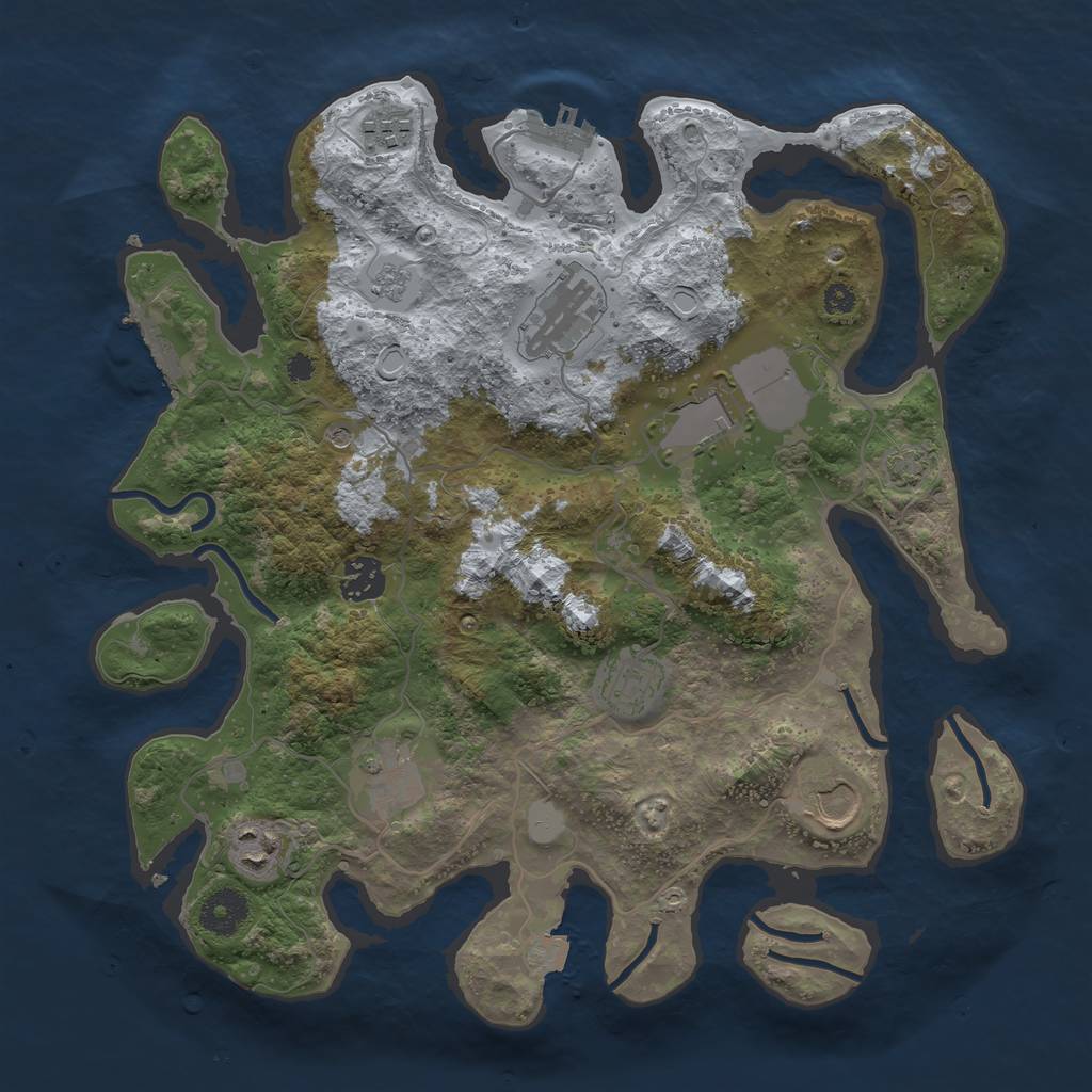 Rust Map: Procedural Map, Size: 3500, Seed: 703190842, 16 Monuments