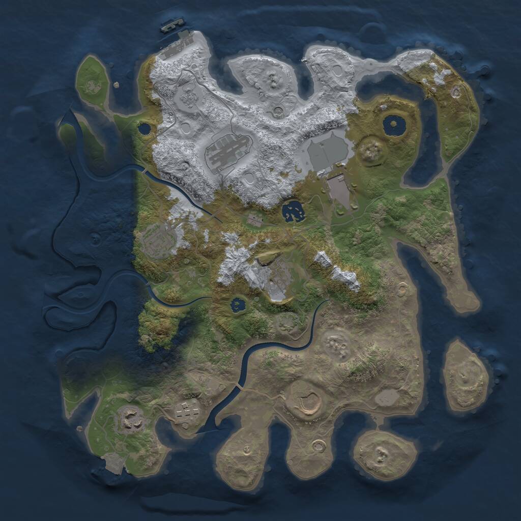 Rust Map: Procedural Map, Size: 3500, Seed: 703190842, 13 Monuments