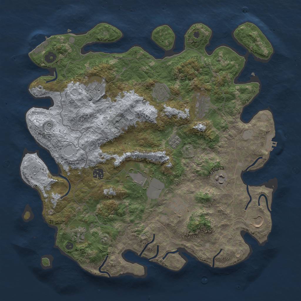 Rust Map: Procedural Map, Size: 4000, Seed: 42024, 19 Monuments