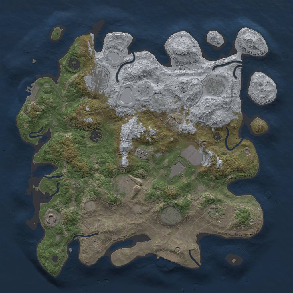 Rust Map: Procedural Map, Size: 3700, Seed: 1984845770, 18 Monuments