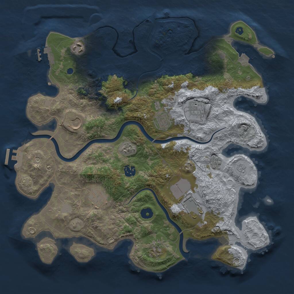 Rust Map: Procedural Map, Size: 3750, Seed: 1817393682, 15 Monuments