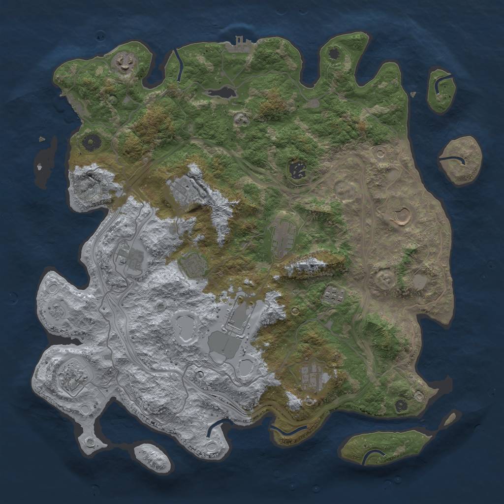 Rust Map: Procedural Map, Size: 4250, Seed: 1058250533, 20 Monuments