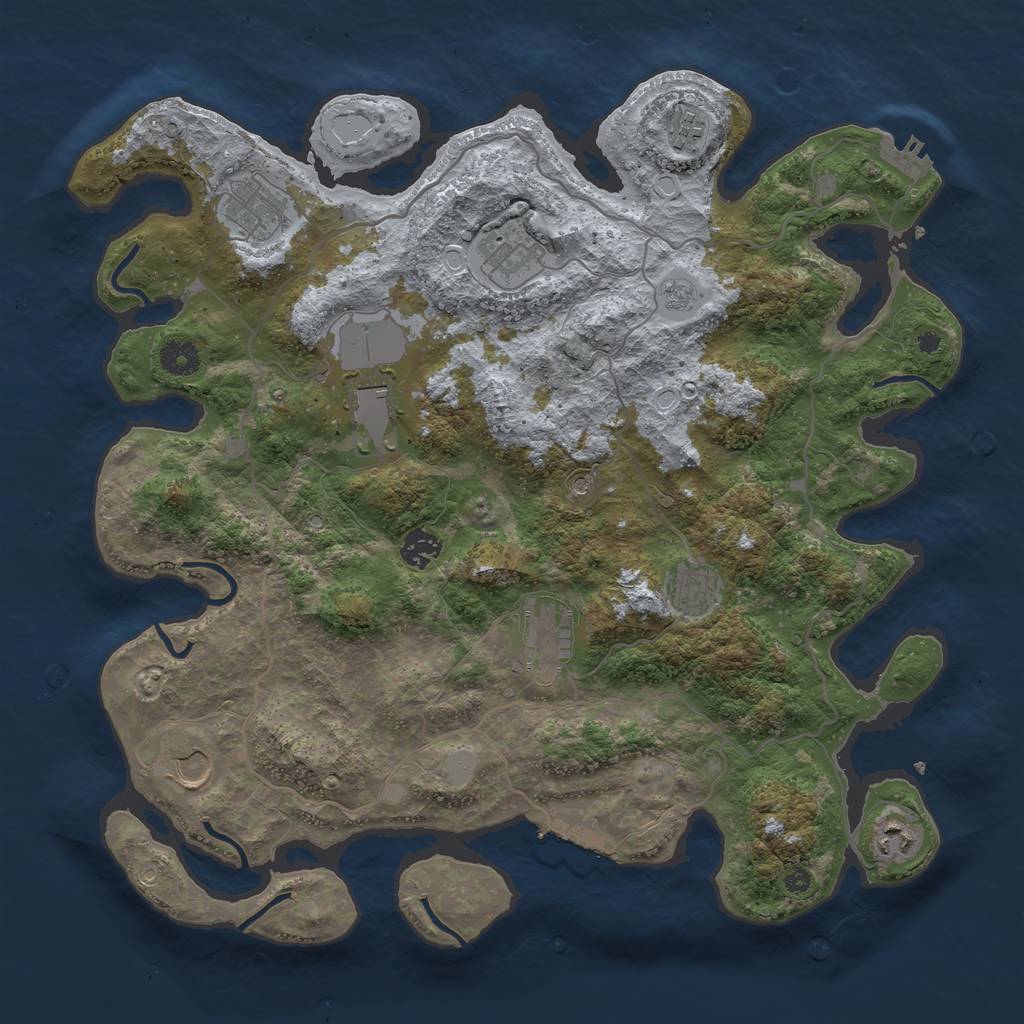 Rust Map: Procedural Map, Size: 4000, Seed: 285465794, 16 Monuments