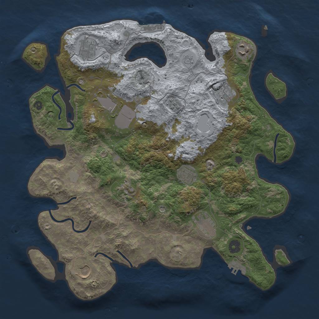 Rust Map: Procedural Map, Size: 3700, Seed: 894018127, 16 Monuments