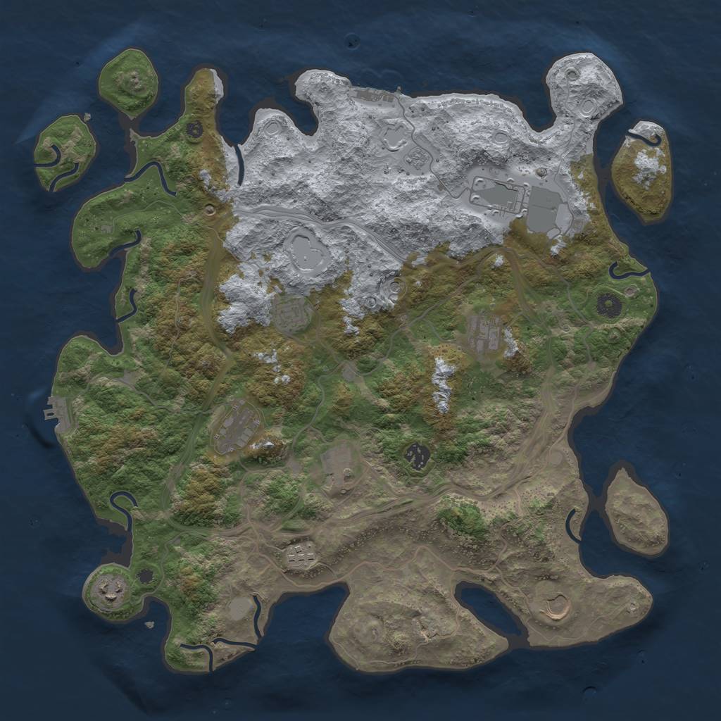 Rust Map: Procedural Map, Size: 4250, Seed: 834422275, 16 Monuments