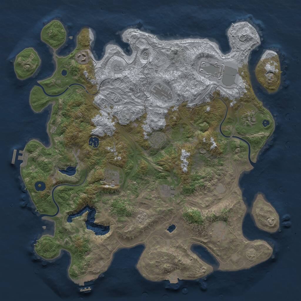 Rust Map: Procedural Map, Size: 4250, Seed: 834422275, 16 Monuments