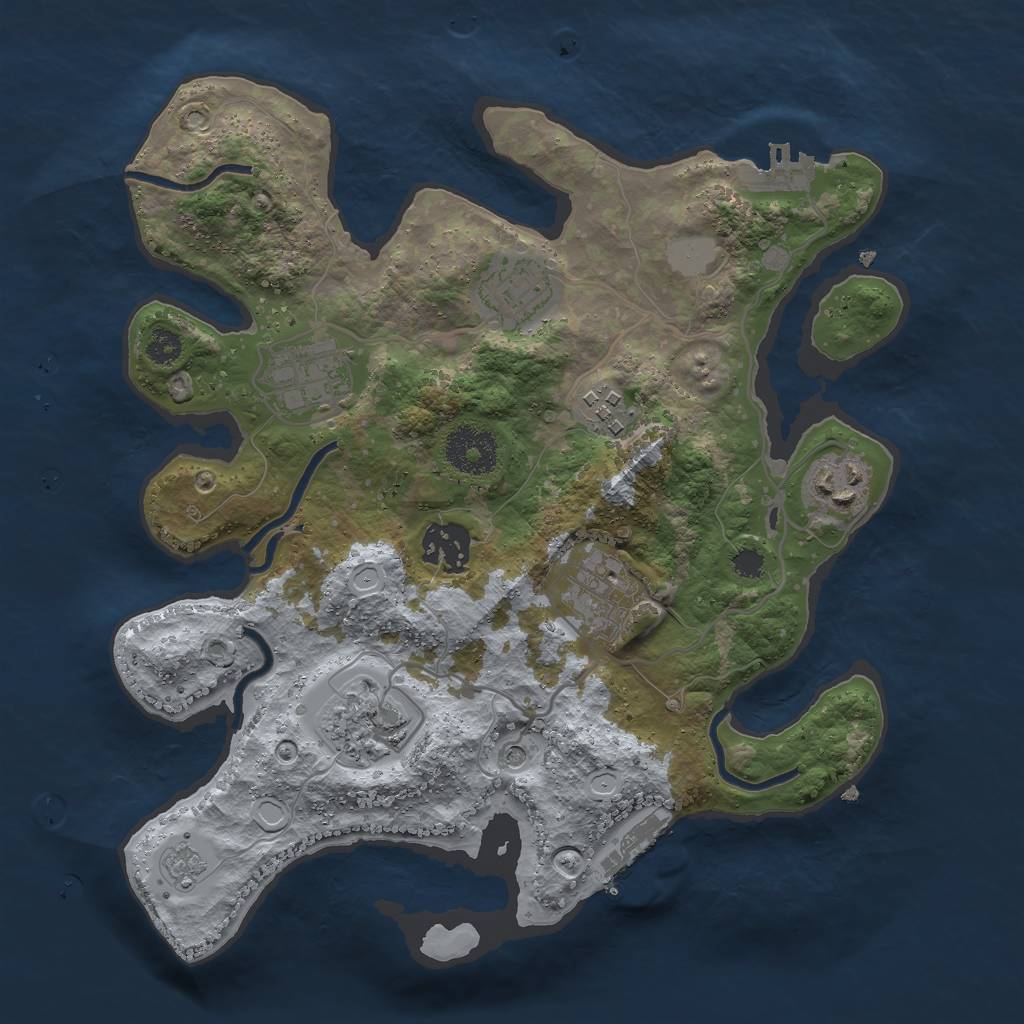 Rust Map: Procedural Map, Size: 3000, Seed: 69699, 16 Monuments