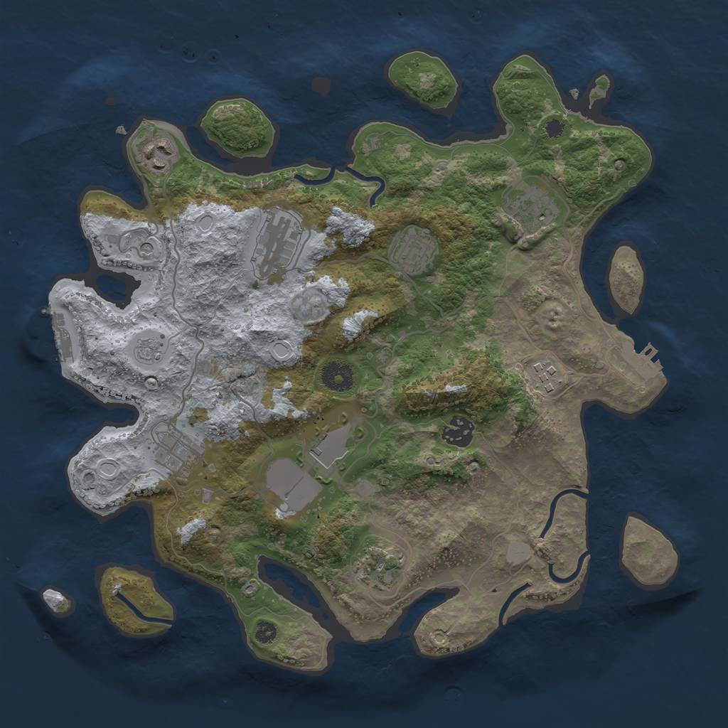 Rust Map: Procedural Map, Size: 3500, Seed: 1659374747, 18 Monuments