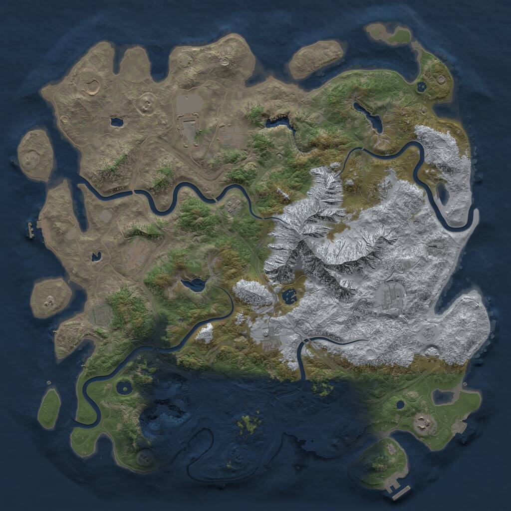 Rust Map: Procedural Map, Size: 5000, Seed: 474602244, 17 Monuments