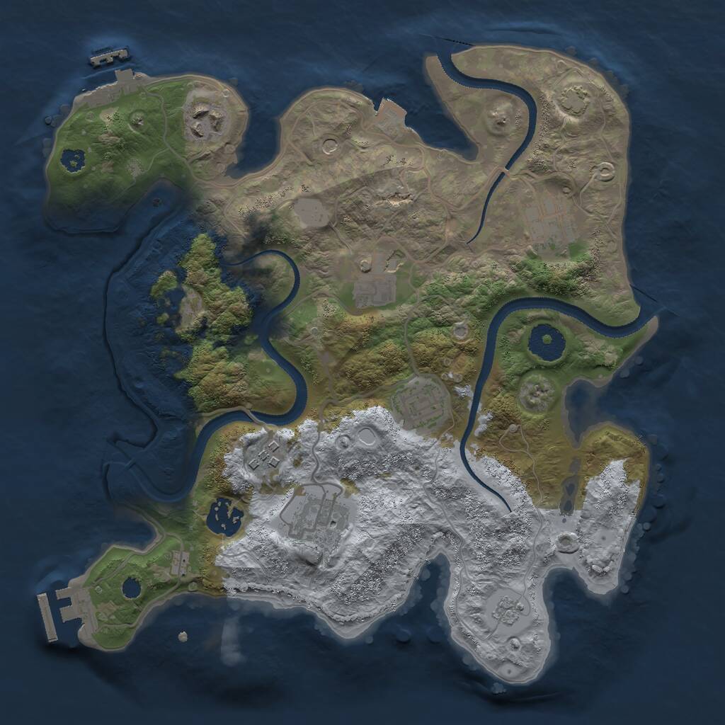 Rust Map: Procedural Map, Size: 3000, Seed: 43213, 13 Monuments