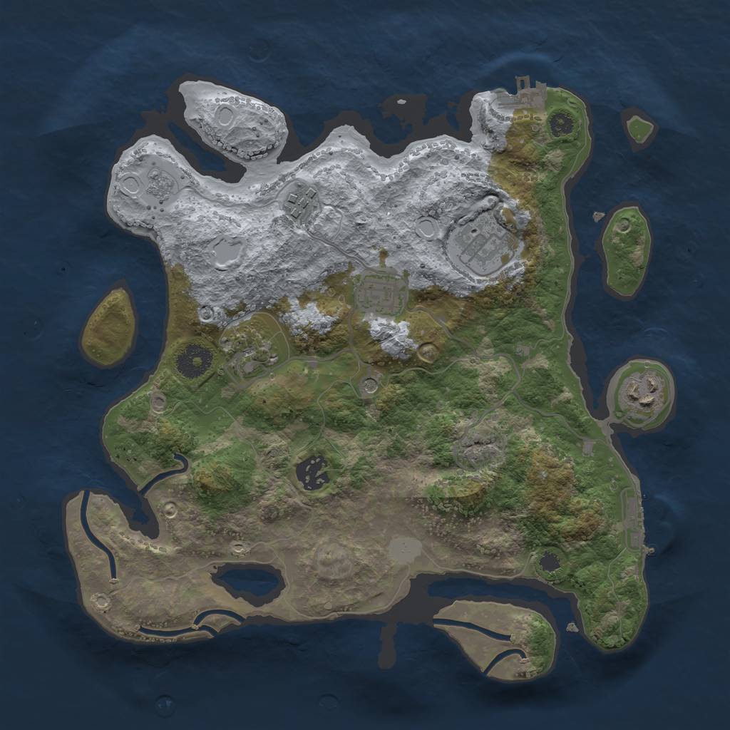 Rust Map: Procedural Map, Size: 3200, Seed: 79877489, 13 Monuments