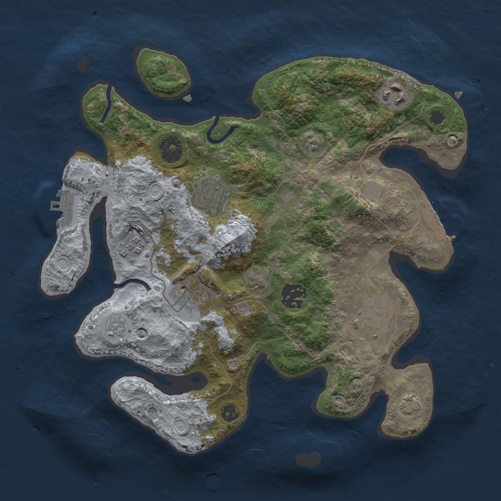 Rust Map: Procedural Map, Size: 3000, Seed: 437964370, 13 Monuments