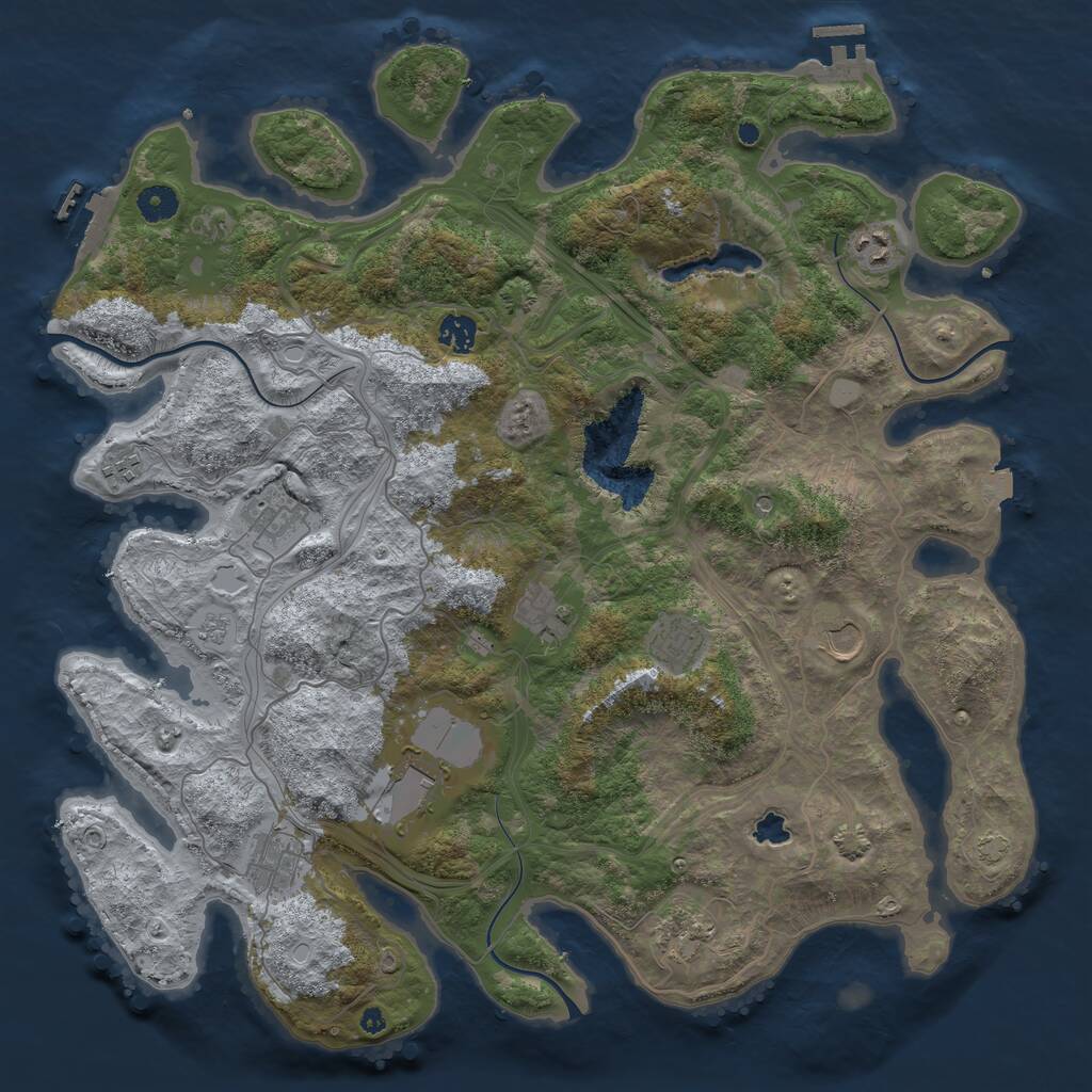 Rust Map: Procedural Map, Size: 4250, Seed: 2043245651, 16 Monuments