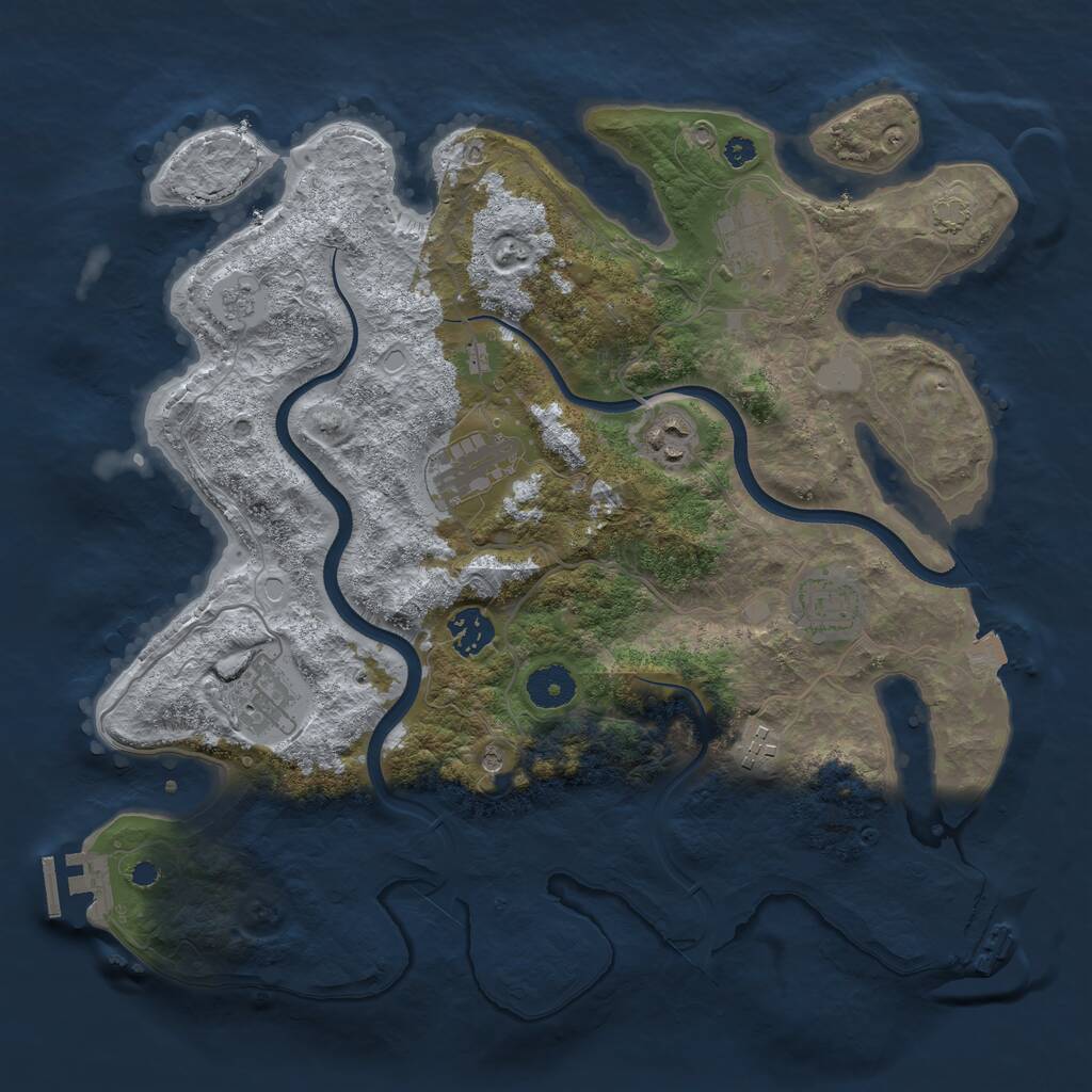 Rust Map: Procedural Map, Size: 3600, Seed: 427996647, 13 Monuments