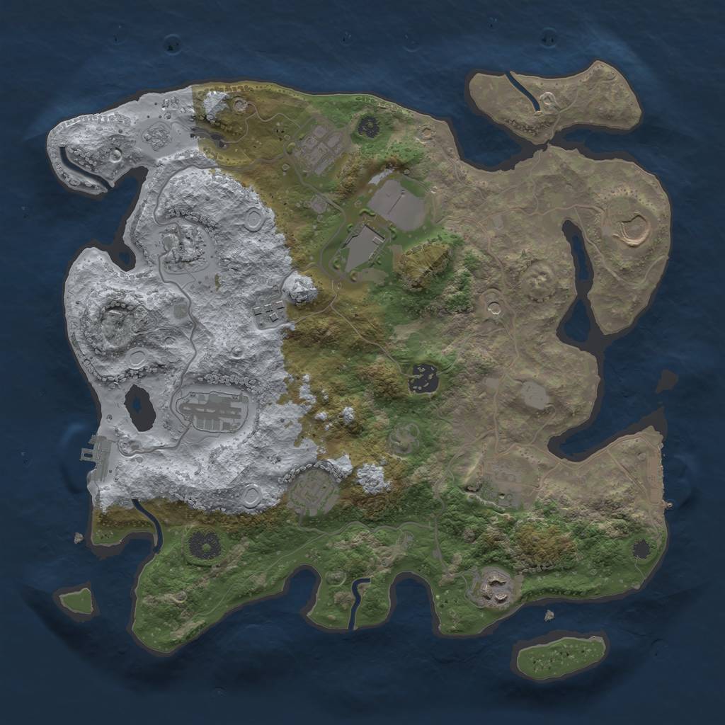 Rust Map: Procedural Map, Size: 3500, Seed: 1001031471, 19 Monuments