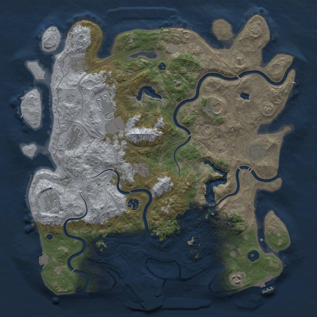 Rust Map: Procedural Map, Size: 4250, Seed: 1245344370, 16 Monuments